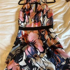 Karina Grimaldi Pink and Black Floral Mini Dress